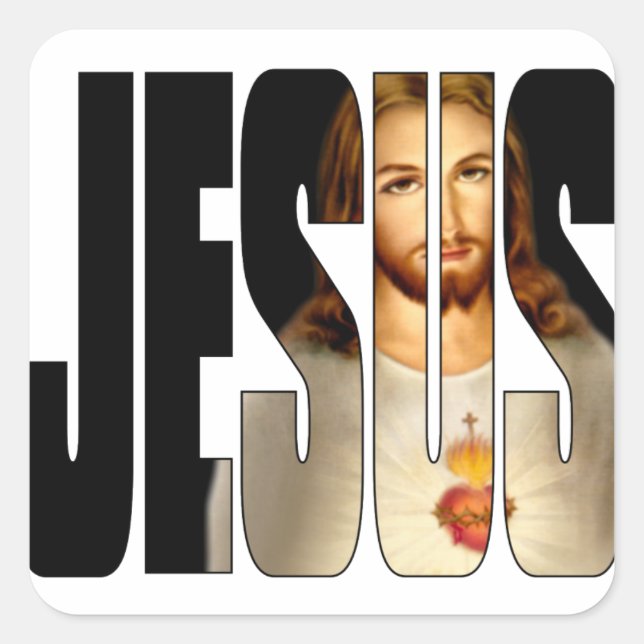 Adesivo Quadrado Jesus com sua imagem em seu nome (Frente)