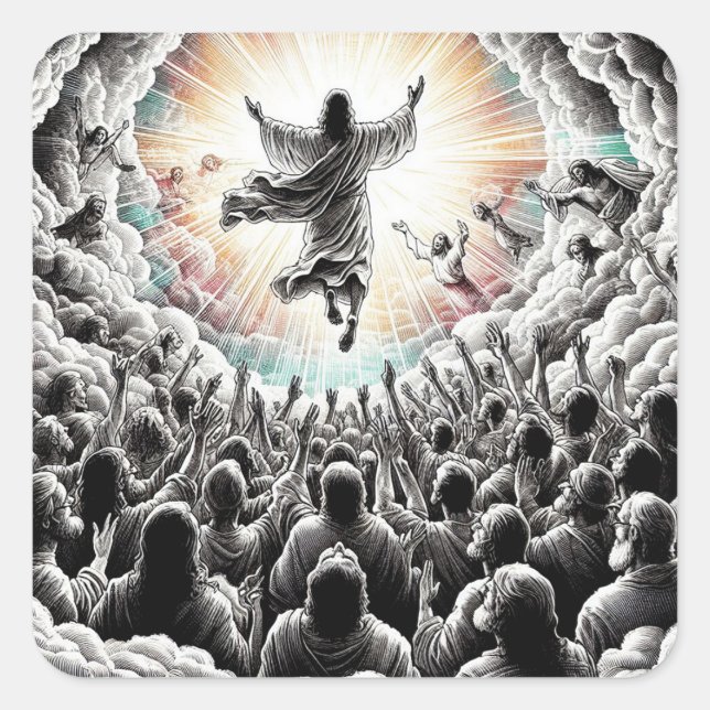 Adesivo Quadrado Jesus Cristo A Arte Cristã Religiosa Raptiva (Frente)