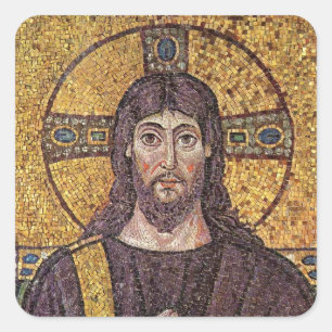 Adesivo Quadrado Jesus Cristo com Espírito Santo Mosaico da Chama