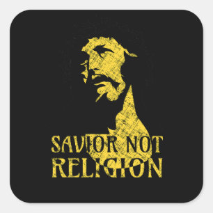 Adesivo Quadrado Jesus Cristo - Salvador Não Religião