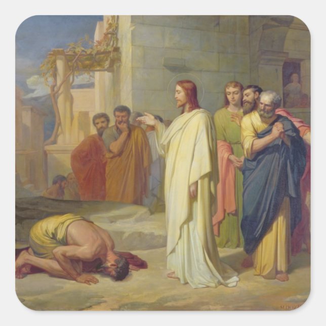 Adesivo Quadrado Jesus curando o Leper, 1864 (Frente)