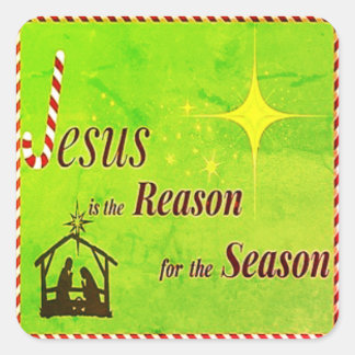 Adesivo Quadrado Jesus de Natal é o jogo do 'Reason Sticker'