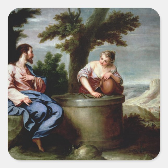 Adesivo Quadrado Jesus e a Mulher Samaritana (Frente)