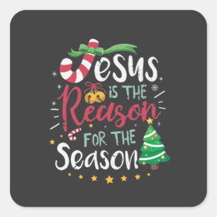 Adesivo Quadrado Jesus é a razão do cartão de Natal da temporada