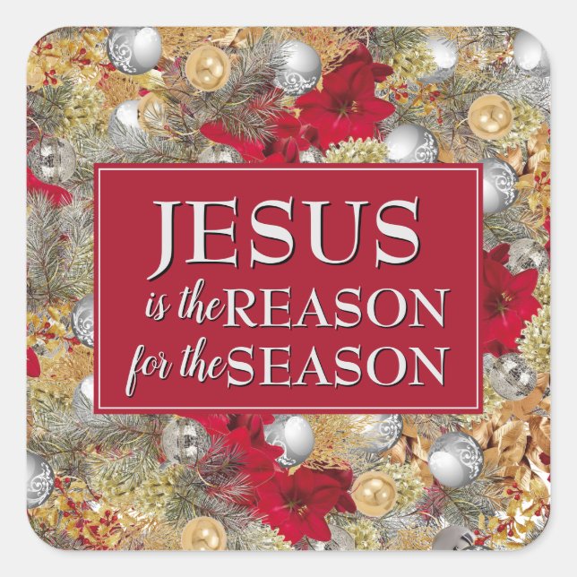 Adesivo Quadrado JESUS É A RAZÃO DO Natal (Frente)