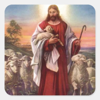 Adesivo Quadrado Jesus e borregos