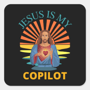 ADESIVO QUADRADO JESUS É MEU COPILOTO