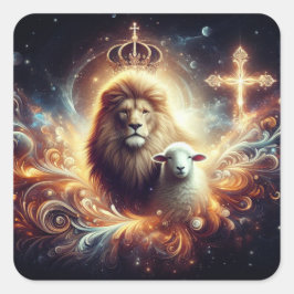 Adesivo Quadrado Jesus é o Leão e o Lamb