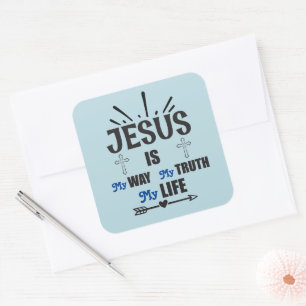 Adesivo Quadrado Jesus é o meu jeito, minha verdade minha vida
