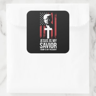 Adesivo Quadrado Jesus é o meu salvador Trump é o meu presidente Tr