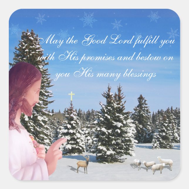 Adesivo Quadrado Jesus e Ovinos (Frente)