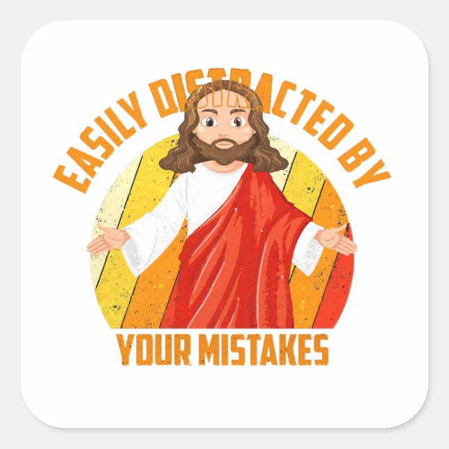 Adesivo Quadrado Jesus engraçado (Frente)