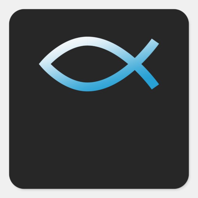 Adesivo Quadrado Jesus Fish Ichtys Christian Symbol Blue (Frente)