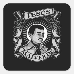 Adesivo Quadrado Jesus Malverde Gift mexicano Herói Jesus Malverde