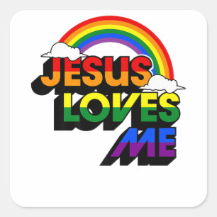 Adesivo Quadrado Jesus Me Ama Gay Rainbow Orgulho gay Flag E Quee