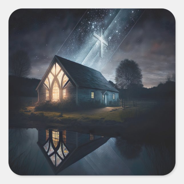 Adesivo Quadrado Jesus mora aqui (Frente)