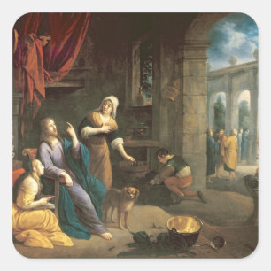 Adesivo Quadrado Jesus na casa de Martha e de Mary
