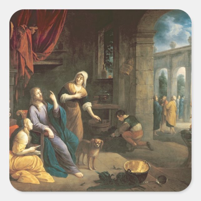 Adesivo Quadrado Jesus na Casa de Martha e Maria (Frente)