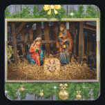 Adesivo Quadrado Jesus nascer<br><div class="desc">jesus christmas cristo mary,  festinha de neve ano feliz,  feliz animais de época de inverno,  pai santo bebê,  xmas magi christianity,  bíblia religiosa de criança estável,  religião noturna virgem da família,  natividade natal nascer,  nascimento joseph christian manger,  natal jesus cristo mary, </div>
