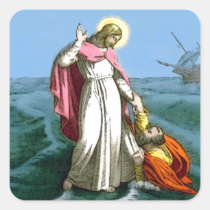 Adesivo Quadrado Jesus que anda na água