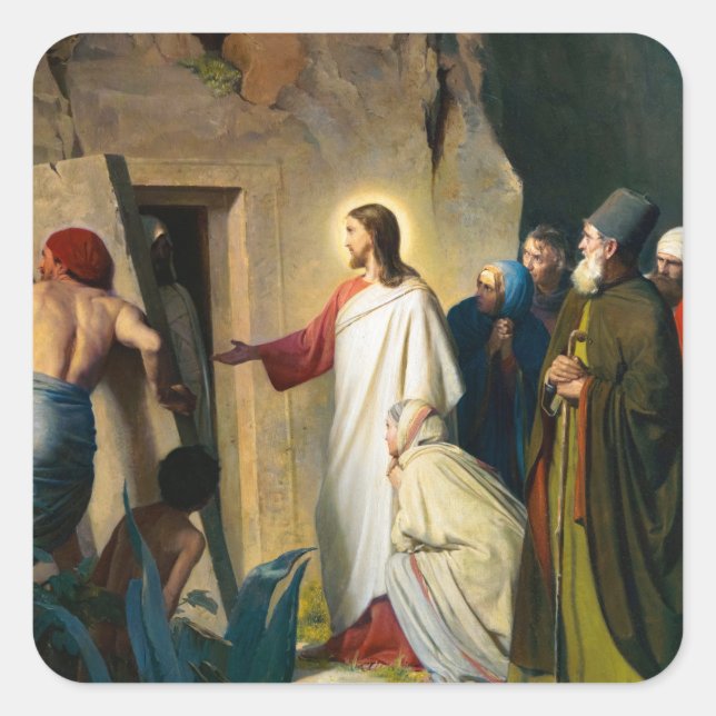 Adesivo Quadrado Jesus Raising de Lazarus por Carl Bloch (Frente)
