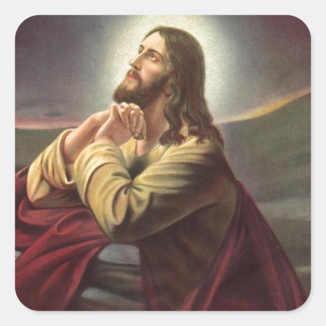 Adesivo Quadrado Jesus Rezando (Frente)