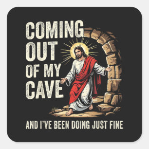 Adesivo Quadrado Jesus Saindo Da Minha Caverna