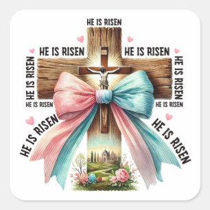 Adesivo Quadrado Jesus salva sempre Páscoa Cruz Cristã primavera