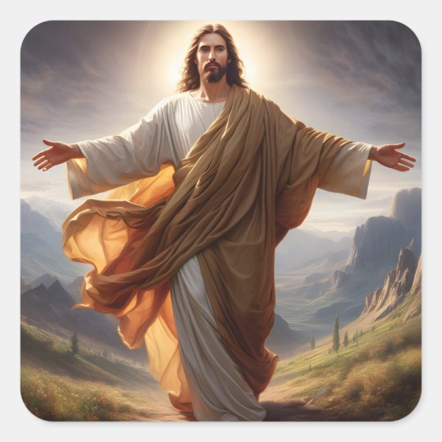Adesivo Quadrado Jesus Stickers (Frente)