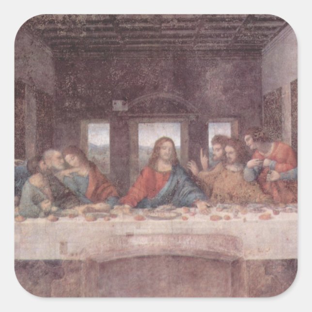Adesivo Quadrado Jesus "Yeshua" O Último Jantar, Leonardo da Vinci (Frente)