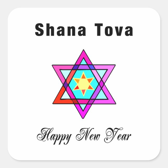 Adesivo Quadrado Jewish Star Shana Tova (Frente)