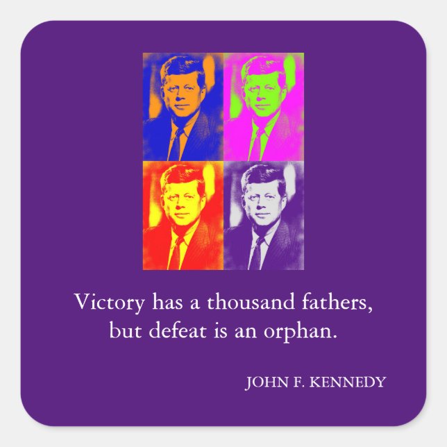 Adesivo Quadrado JFK John F. Kennedy Quote Vitória (Frente)