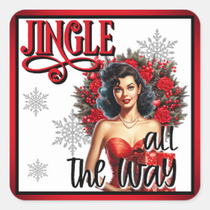Adesivo Quadrado Jingle All Way Vintage Pinup