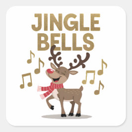 Adesivo Quadrado Jingle Bells Singing Reindeer Stickers