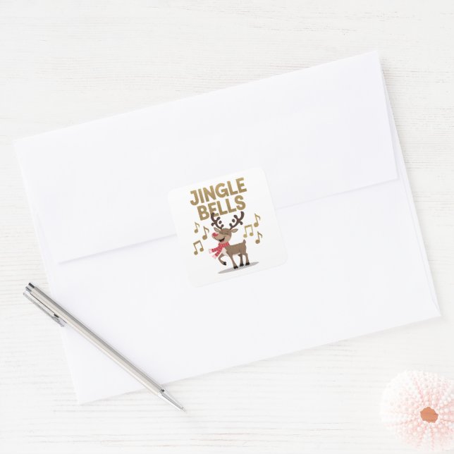 Adesivo Quadrado Jingle Bells Singing Reindeer Stickers (Envelope)