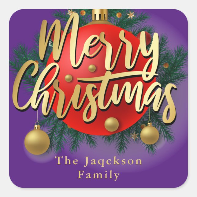 Adesivo Quadrado Jingle Bells Winter Branch Snowflake Natal (Frente)