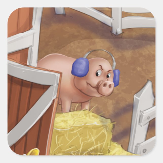 Adesivo Quadrado Jingle Jingle Little Gnome Sr. Pig Stickers (Frente)