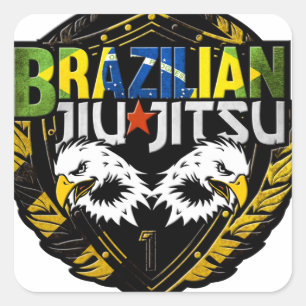 Adesivo Quadrado Jiu Jitsu Emblem