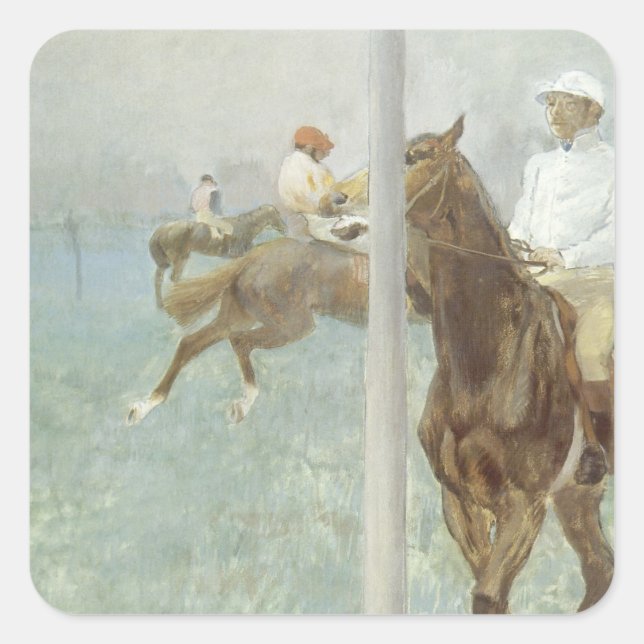 Adesivo Quadrado Jockeys Antes da Corrida por Edgar Degas (Frente)