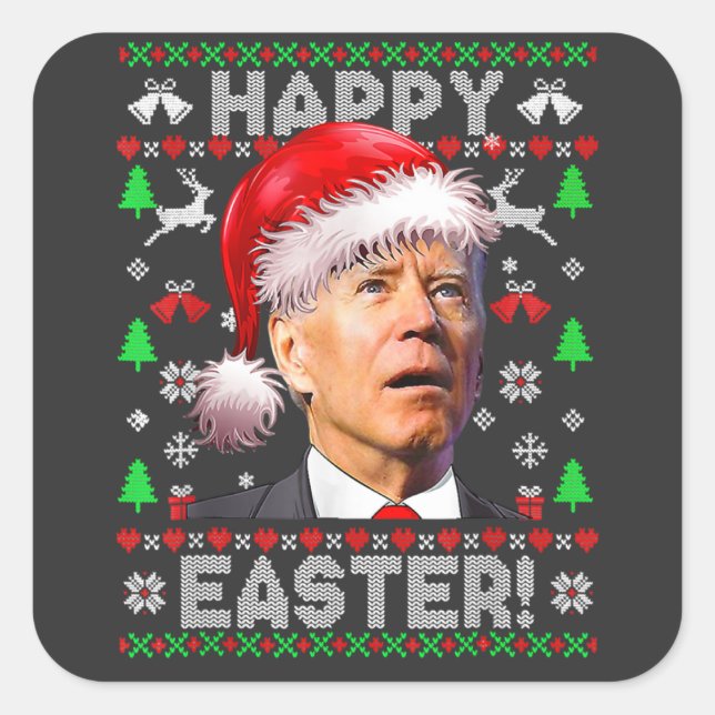 Adesivo Quadrado Joe Biden Felz pascoa Chrismas | Anti Joe Biden (Frente)