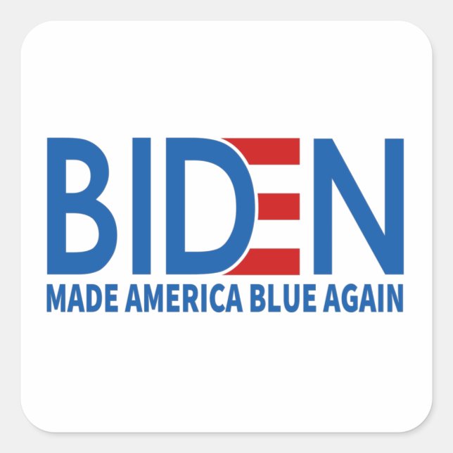 Adesivo Quadrado Joe Biden Torna A América Azul Novamente (Frente)