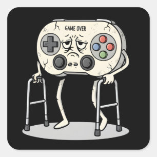 Adesivo Quadrado Jogador Antigo Divertido Jogos Retro 80s 90s Video