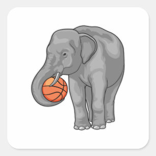 Adesivo Quadrado Jogador de basquete de elefante