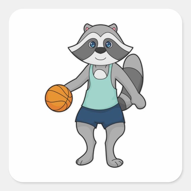 Adesivo Quadrado Jogador de basquete Racoon (Frente)
