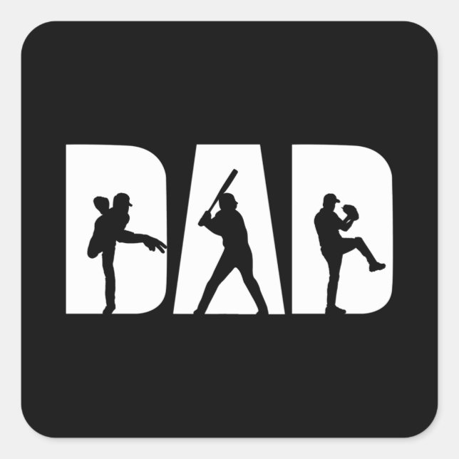 Adesivo Quadrado Jogador de beisebol Pai Amantes de Baseball Homens (Frente)