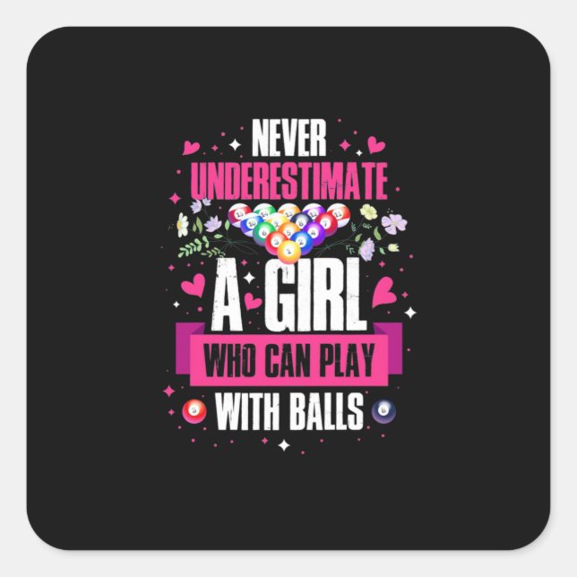 Adesivo Quadrado Jogador De Bilhar Esta Rapariga Pode Jogar Bilhare (Frente)