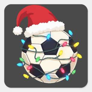 Adesivo Quadrado Jogador de futebol molhado em luzes de Natal