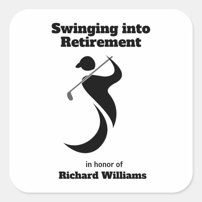 Adesivo Quadrado Jogador de golfe do partido aposentado balançando  (Frente)