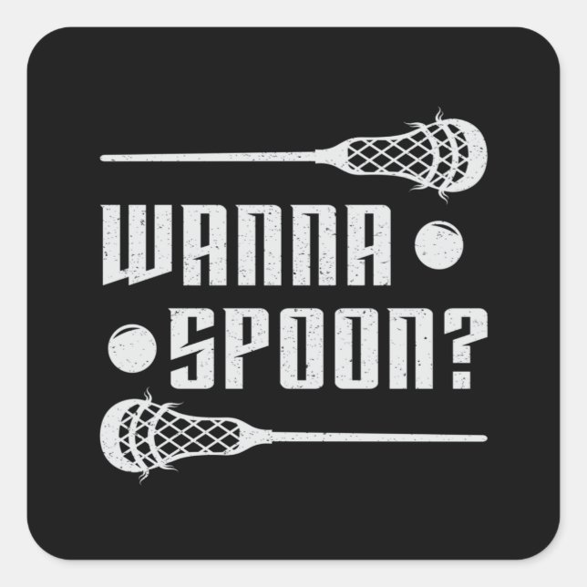 Adesivo Quadrado Jogador de Lacrosse Lax Wanna Spoon Dobra Engraçad (Frente)