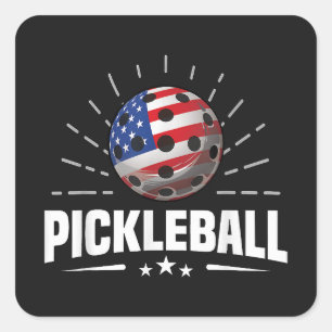 Adesivo Quadrado Jogador de Pickleball da Bandeira Americana dos EU